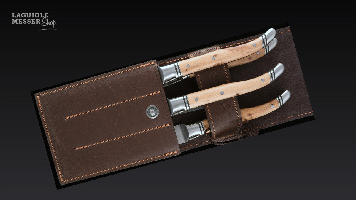 Max Capdebarthes Leder Etui Couteaux de table chocolat