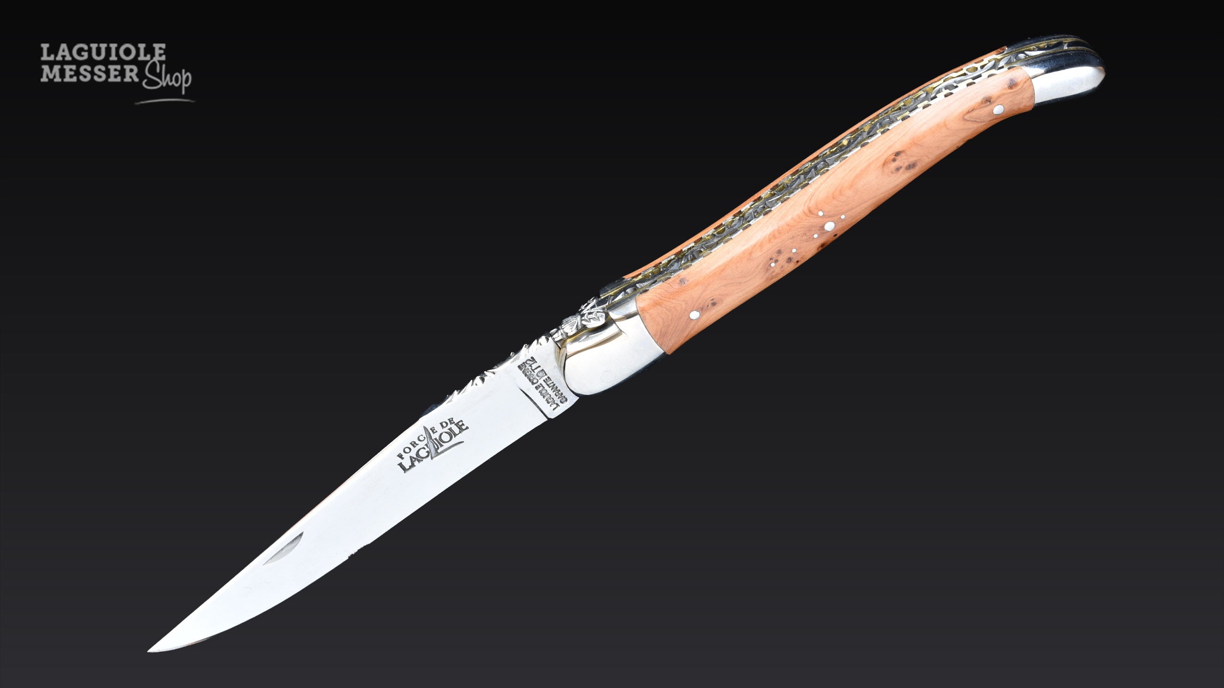Forge de Laguiole, couteau de poche en bois de genévrier, double platine