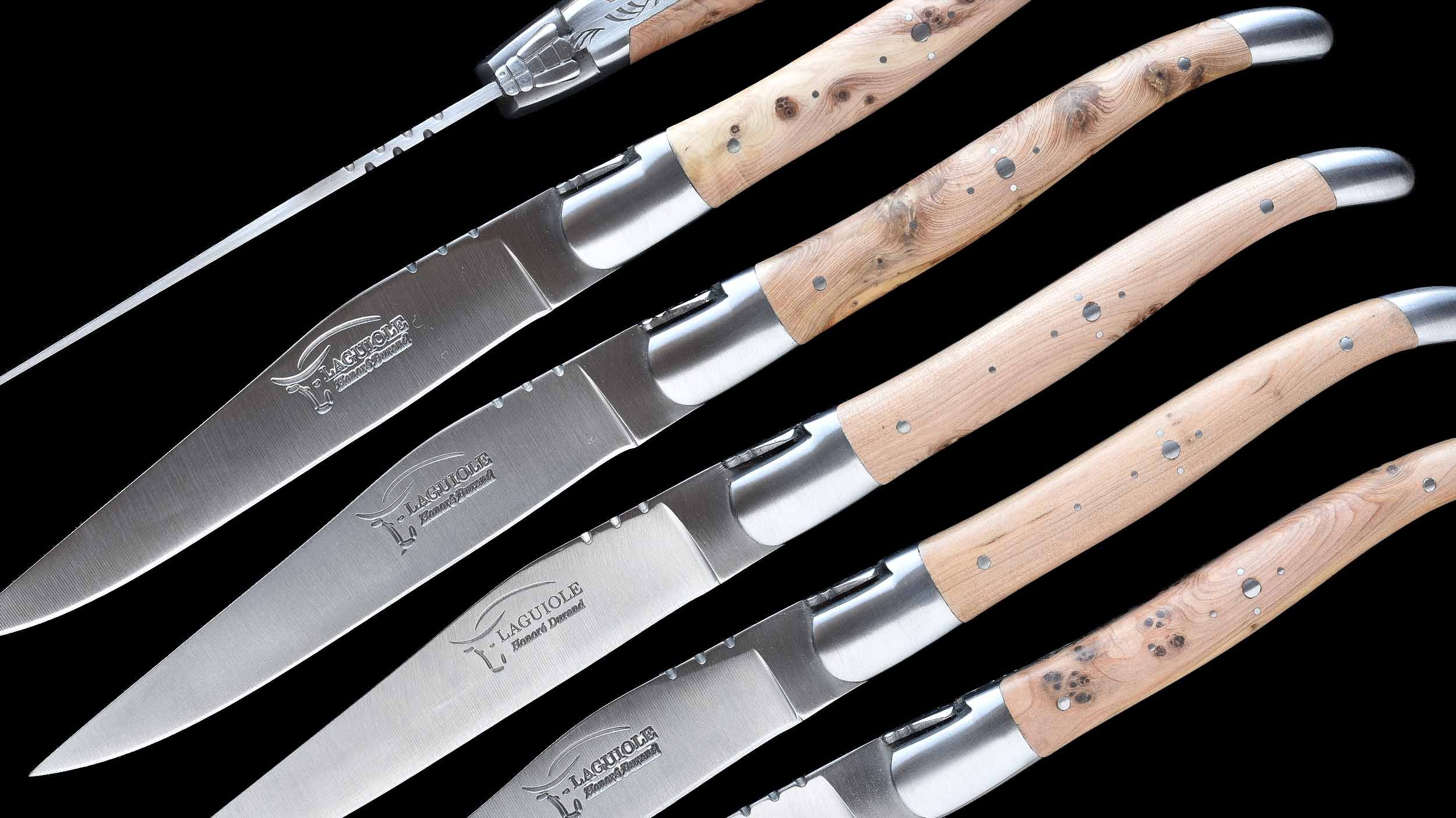 Honoré Durand Laguiole Steakmesser 6er-Set , Wacholderholz, satiniert