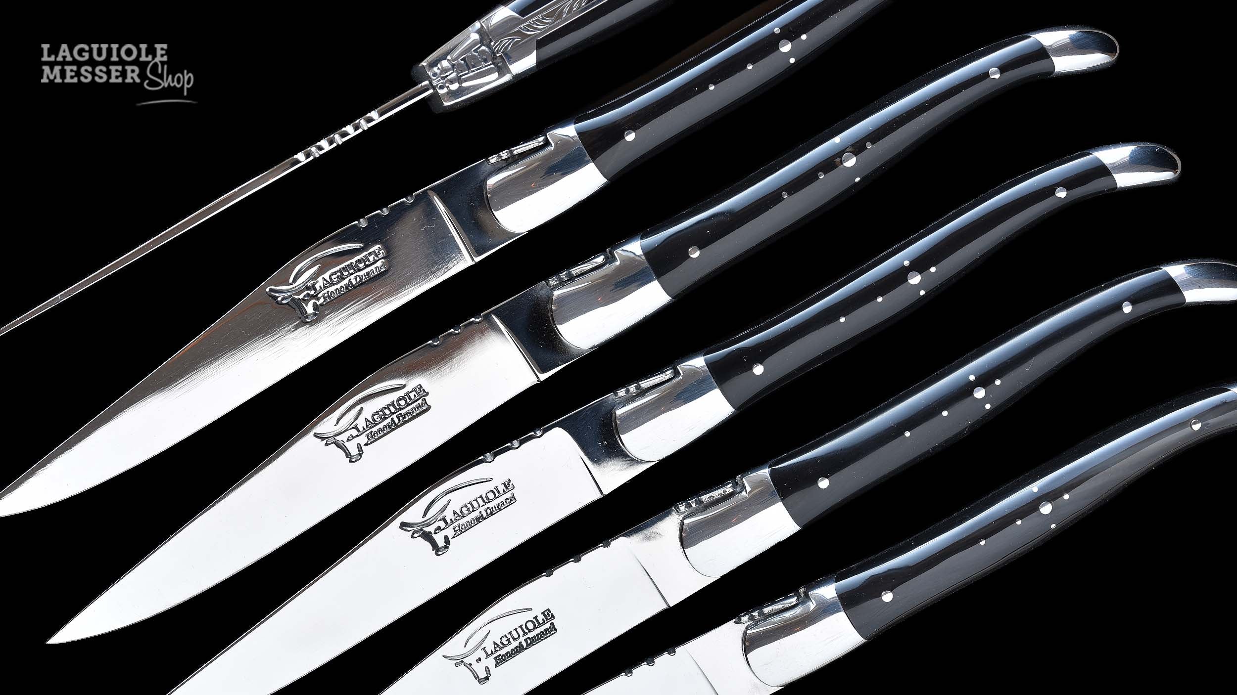 Honoré Durand Laguiole Steakmesser dunkle Hornspitze 12 cm Klinge 12C27 Edelstahl