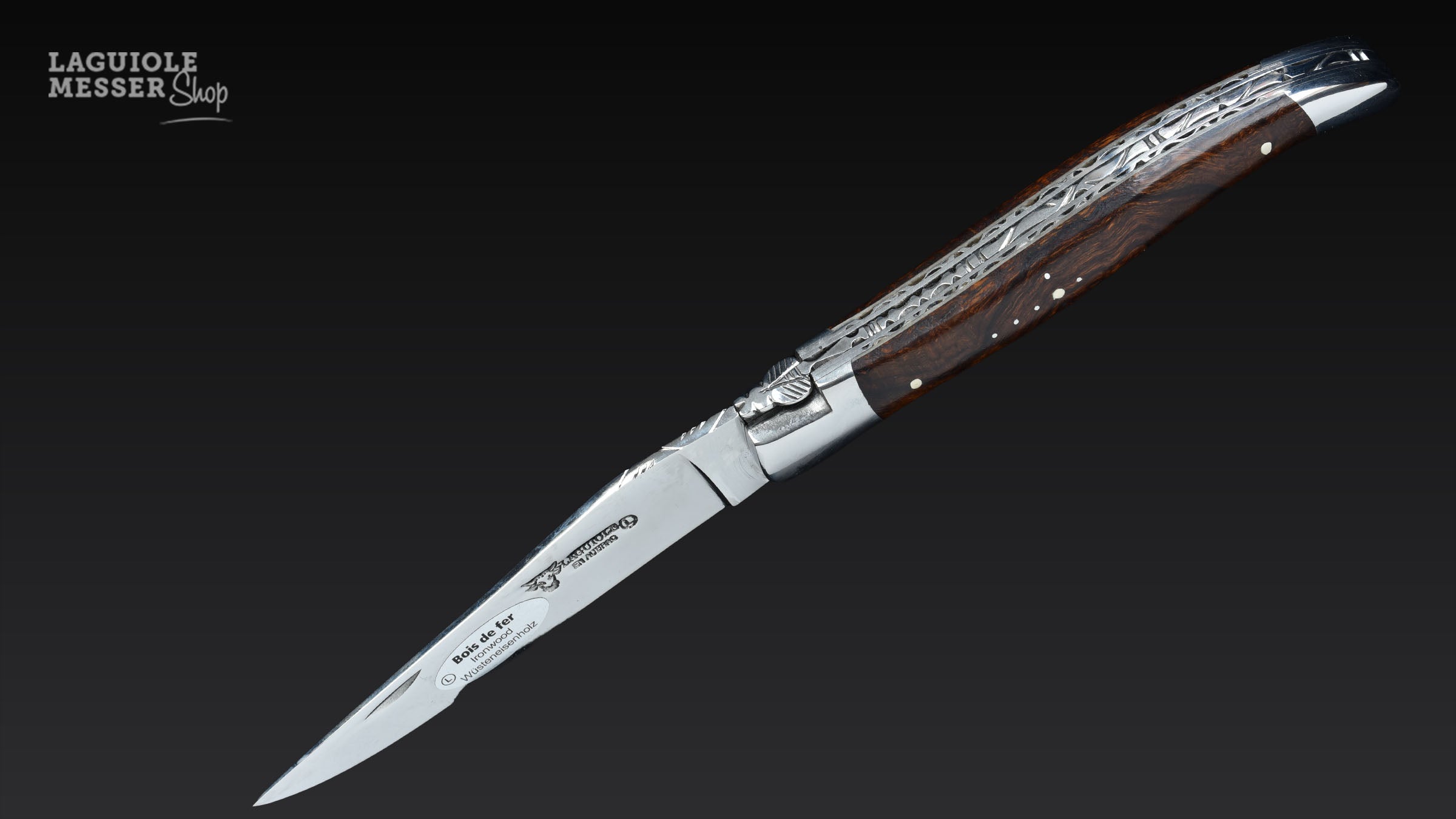 Laguiole Taschenmesser Bois de fer mit Doppelplatine und polierter Klinge