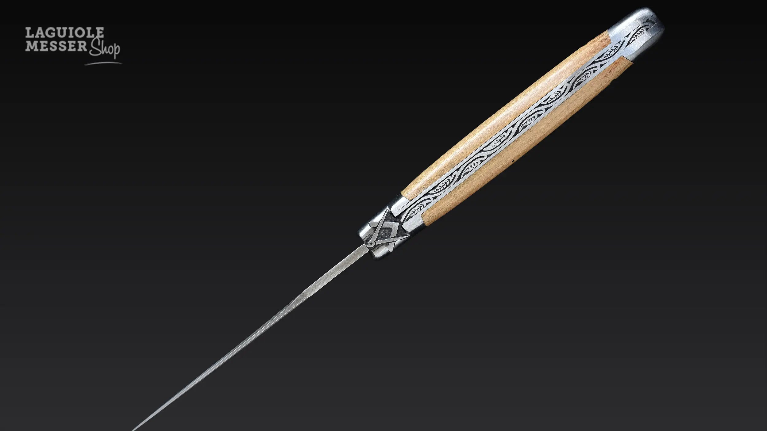 Laguiole Freimaurer Messer Meister mit guillochiertem Ressort und Mouche