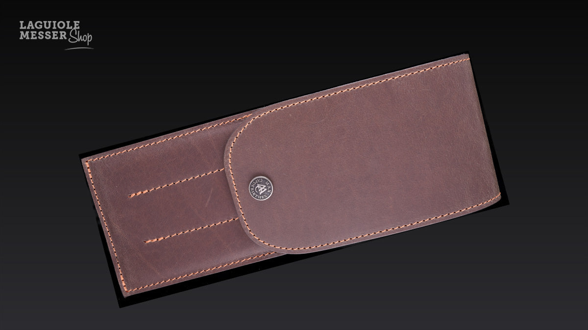 Max Capdebarthes Leder Etui Couteaux de table chocolat
