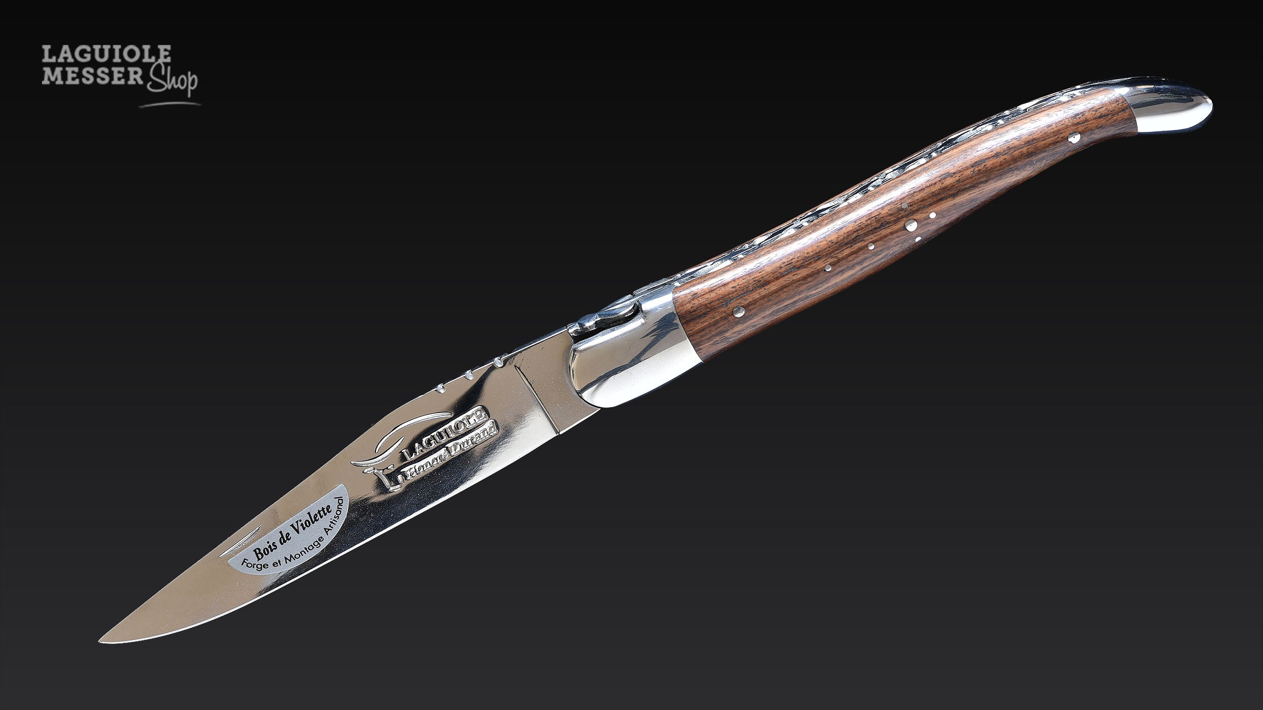 Honoré Durand geöffnetes bois de violette Taschenmesser mit 14C28 Sandvik Edelstahlklinge
