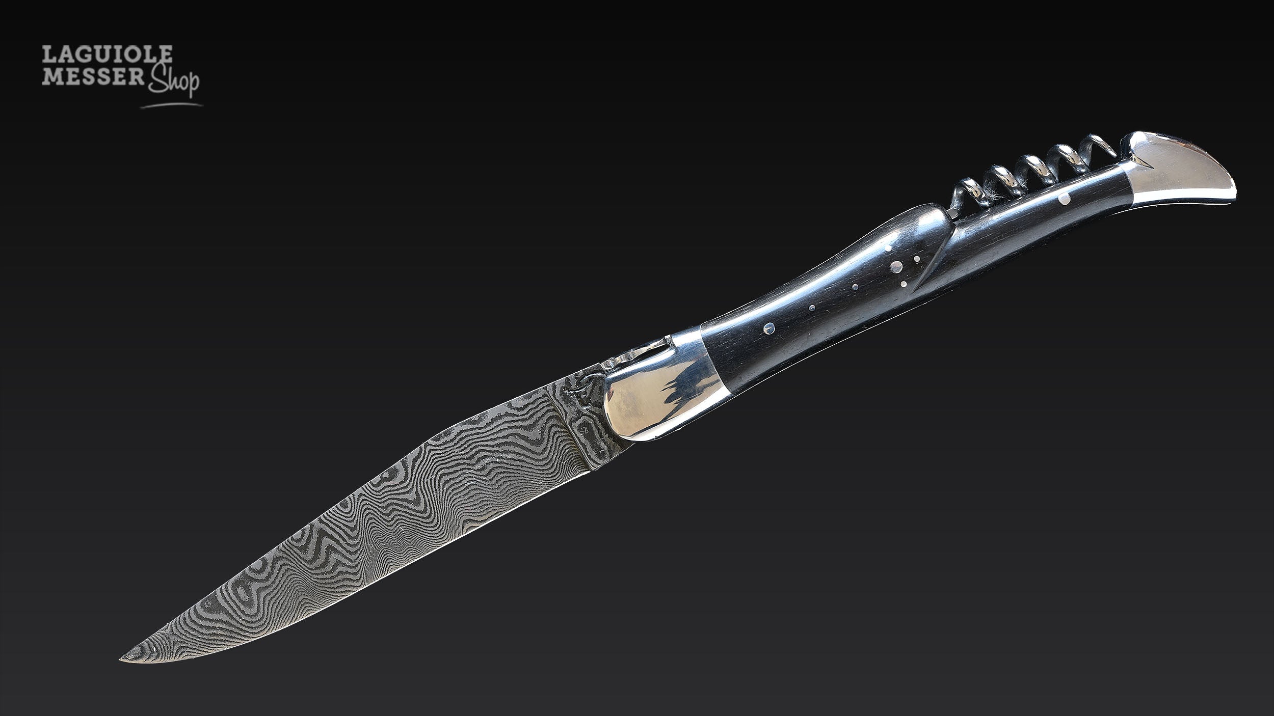 Honoré Durand Laguiole Taschenmesser mit Damastklinge und Ebenholzgriff
