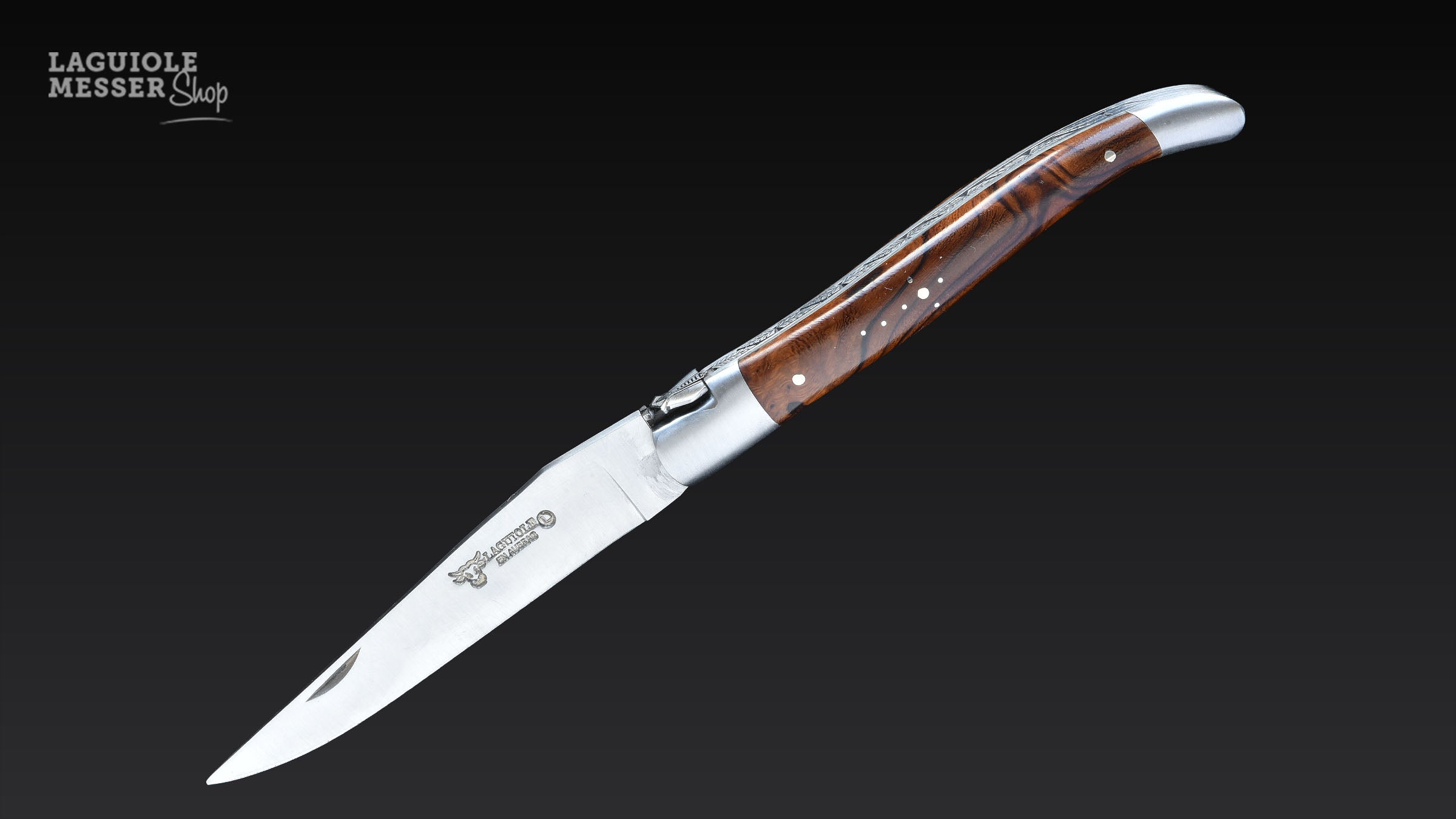 Meistermesser mit Griff aus Loupe de Bois de Fer und Edelstahlbacken