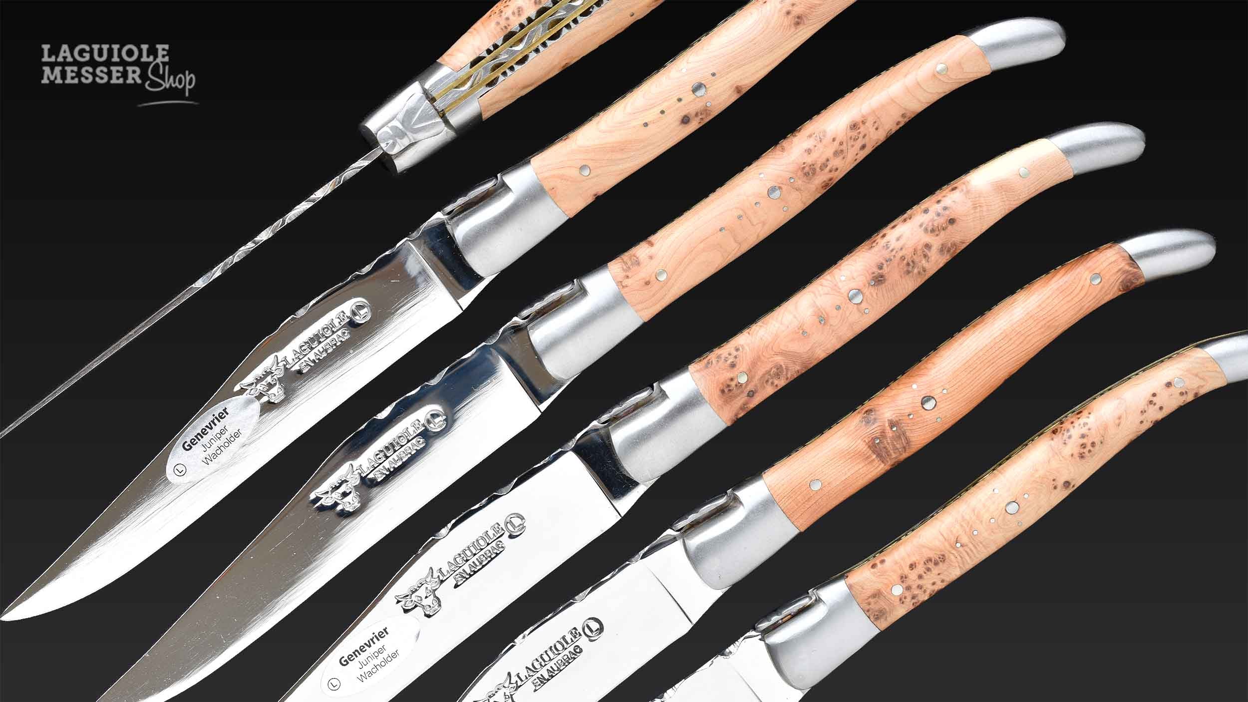 Laguiole en Aubrac Steakmesserset Wacholder-Doppelplatine