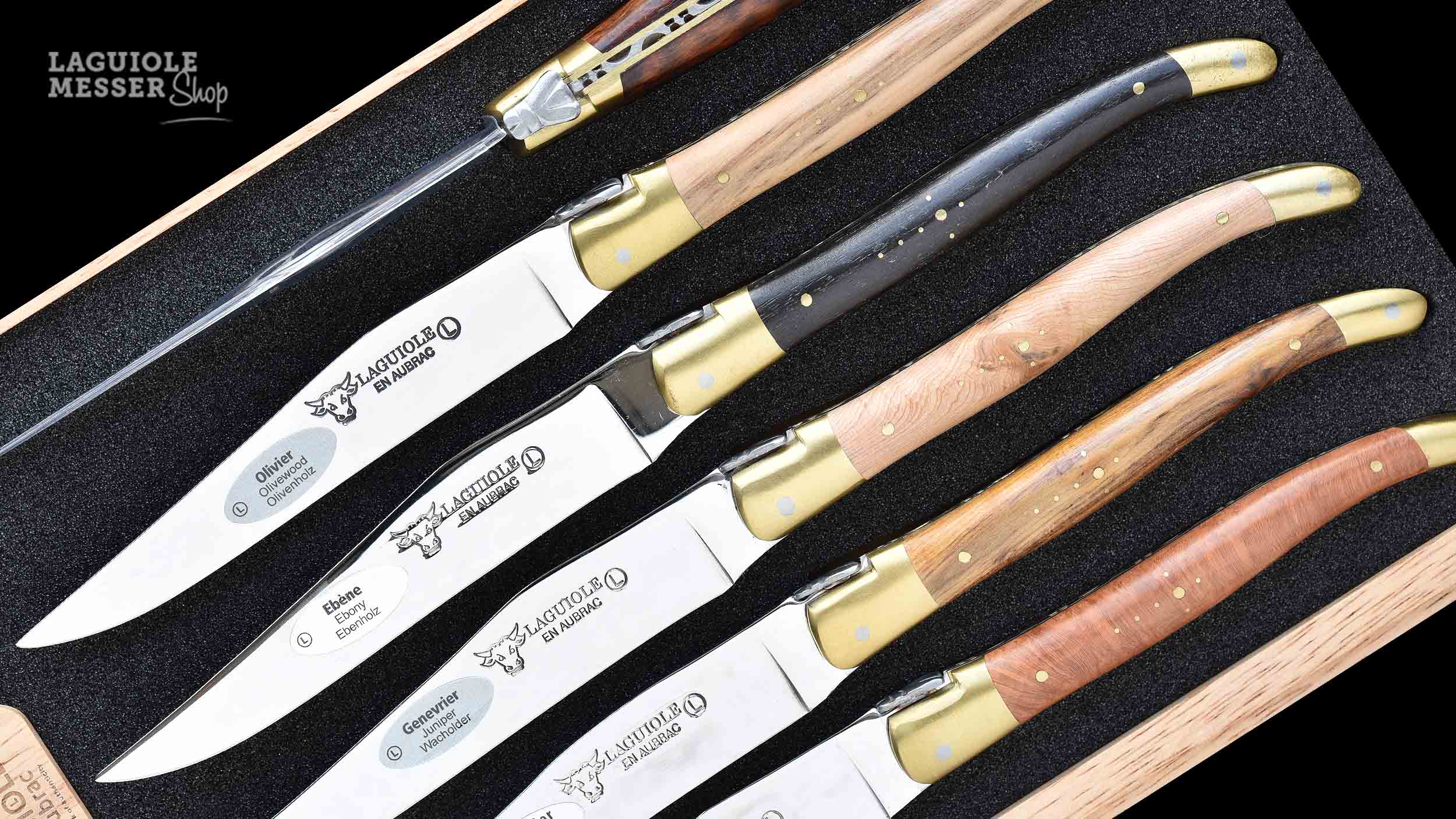 Sechsteiliges Laguiole en Aubrac Steakmesserset in praktischer Aufbewahrungsbox