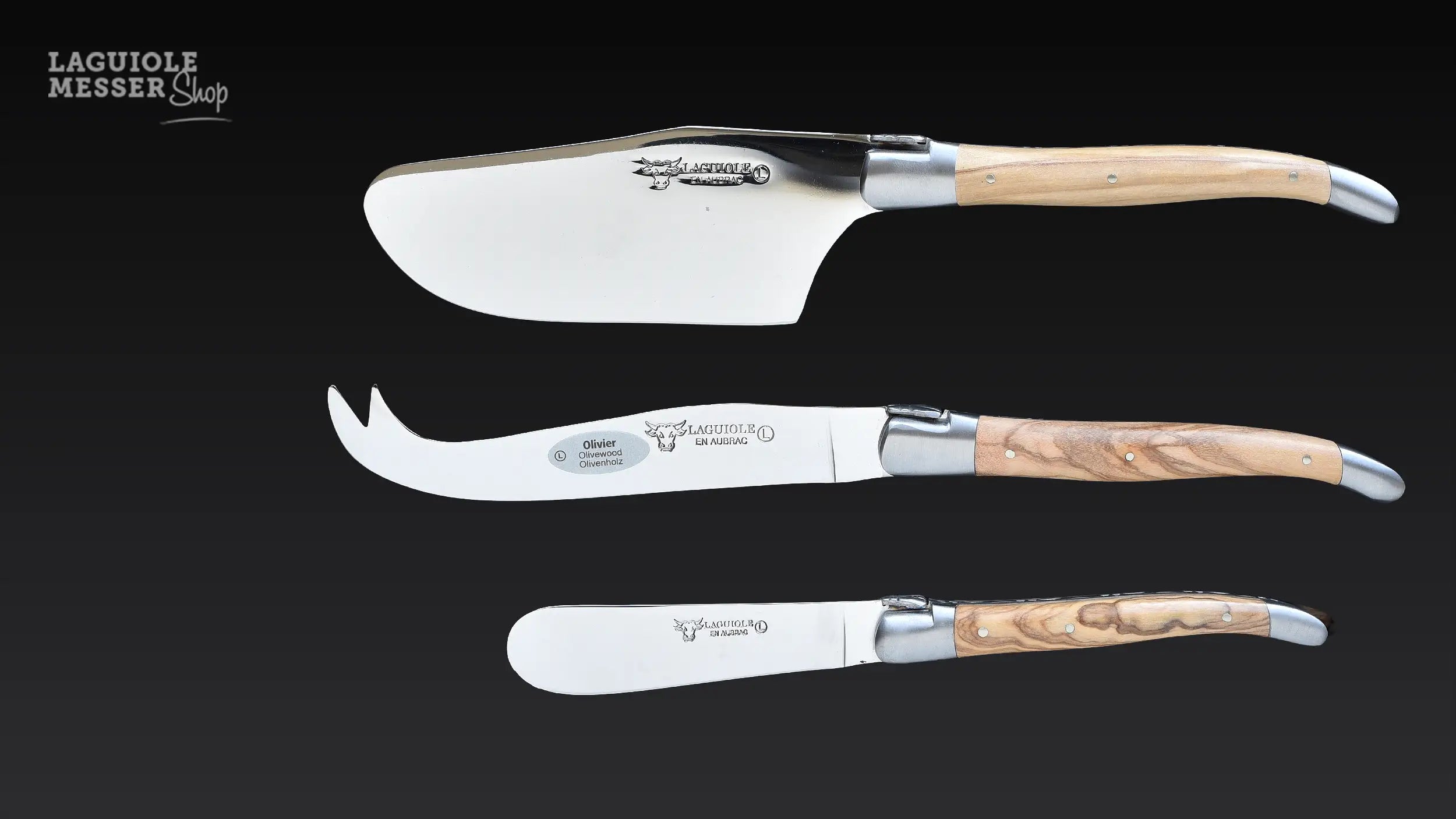 3-teiliges Laguiole Käsemesser-Set von Laguiole en Aubrac mit Wacholderholzgriffen 