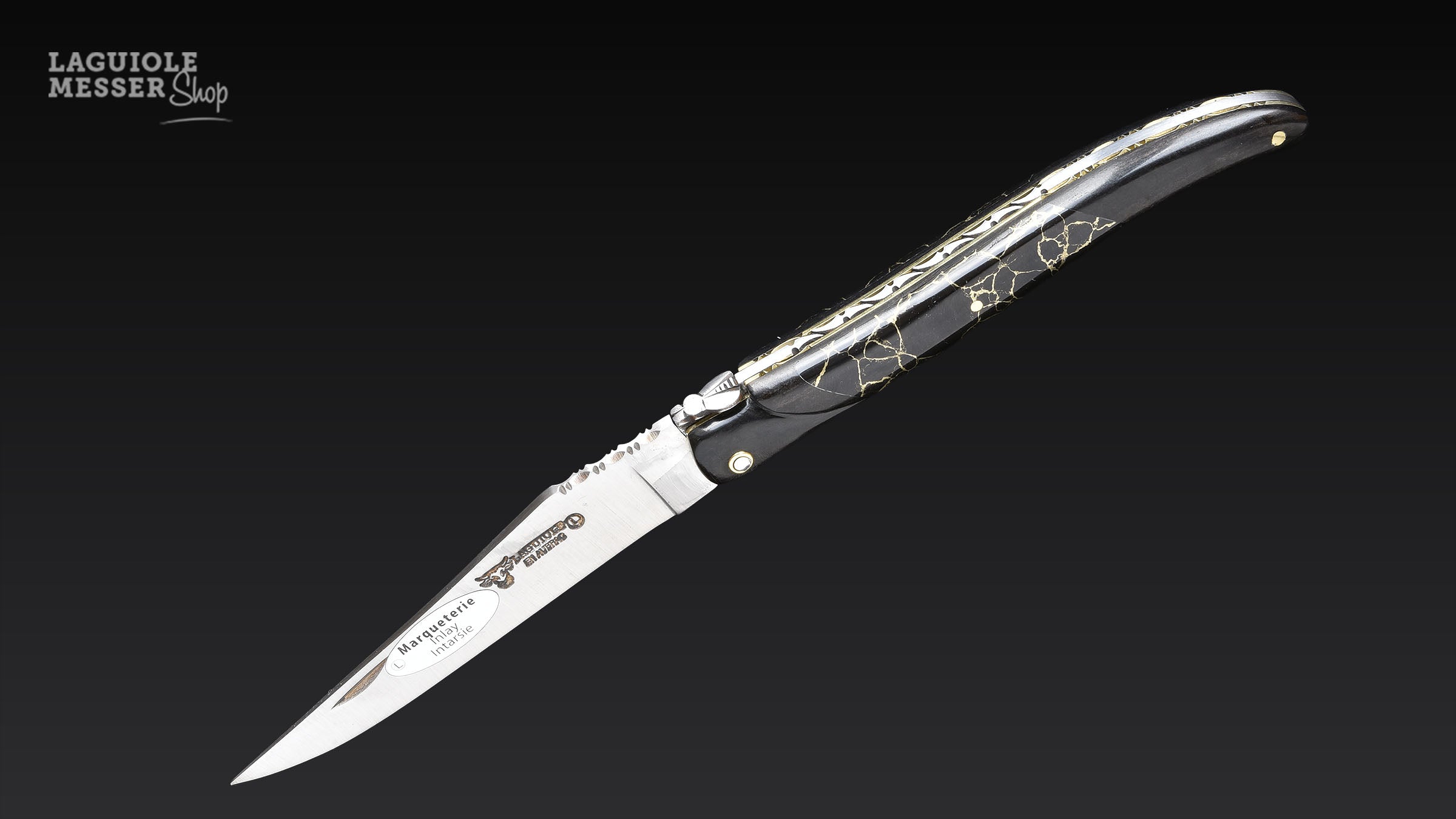 Laguiole Taschenmesser mit Griff aus Ebenholz und Onyx