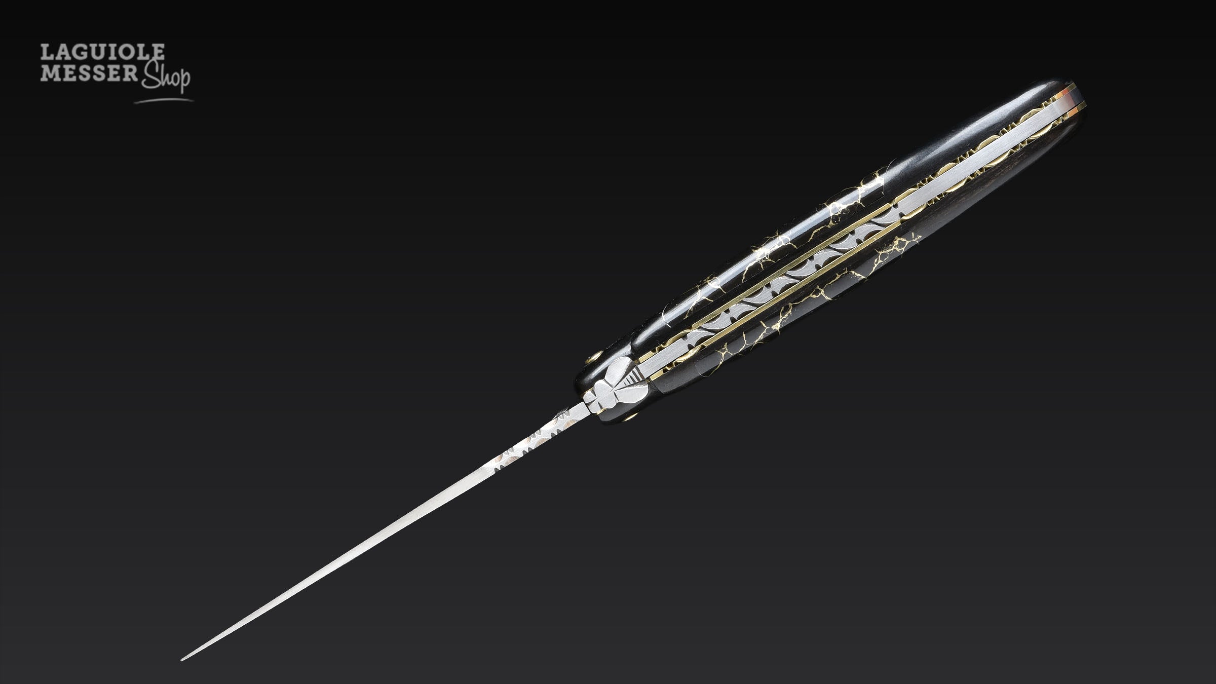 Laguiole Taschenmesser mit Griff aus Ebenholz und Onyx