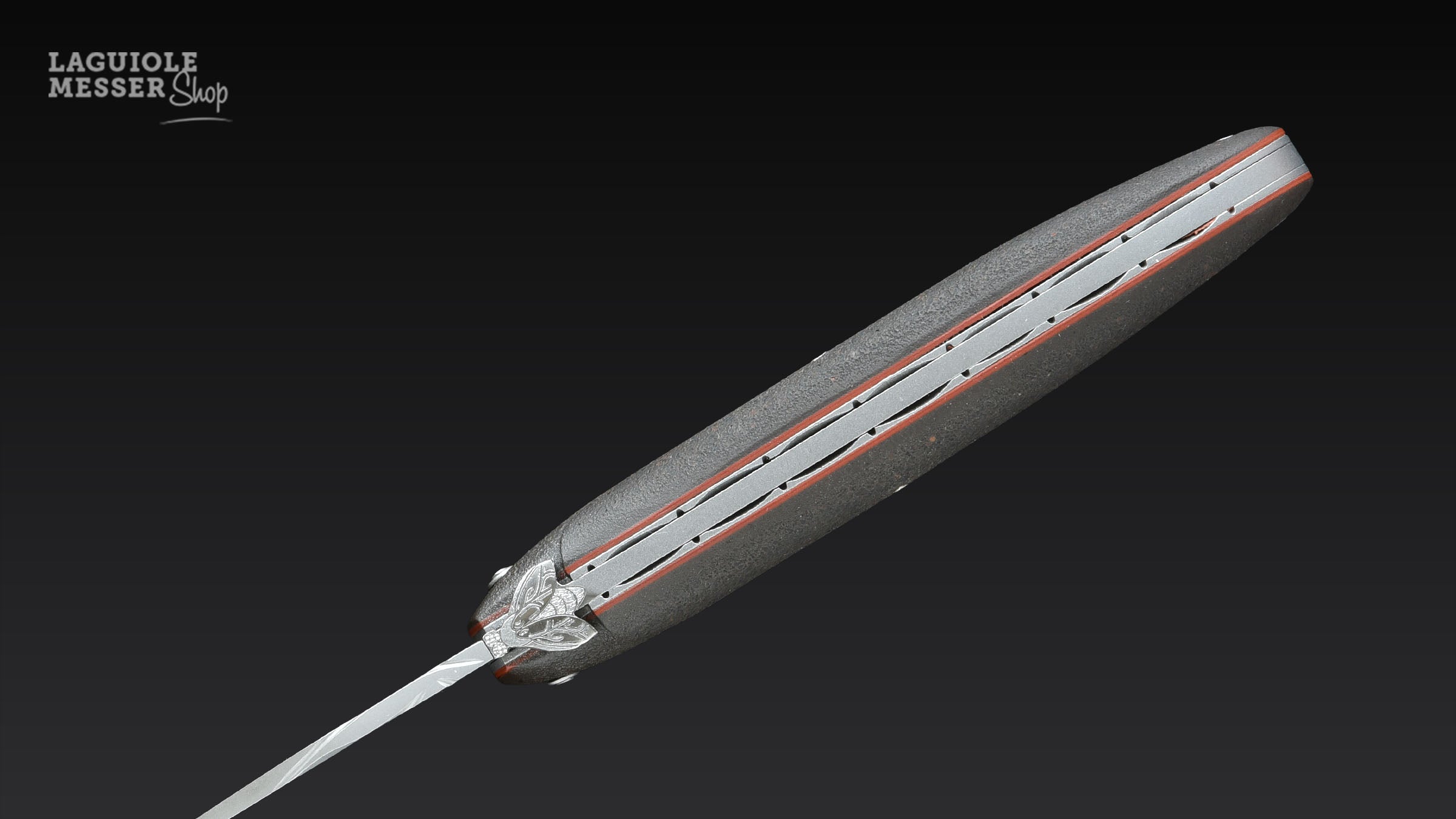 Detailaufnahme Griff mit roter Intarsie