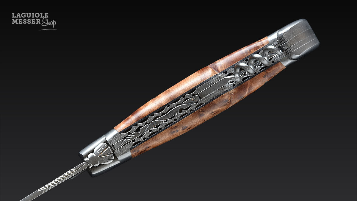 Laguiole en Aubrac, Taschenmesser - Thuja-Holz, Doppelplatine & Korkenzieher