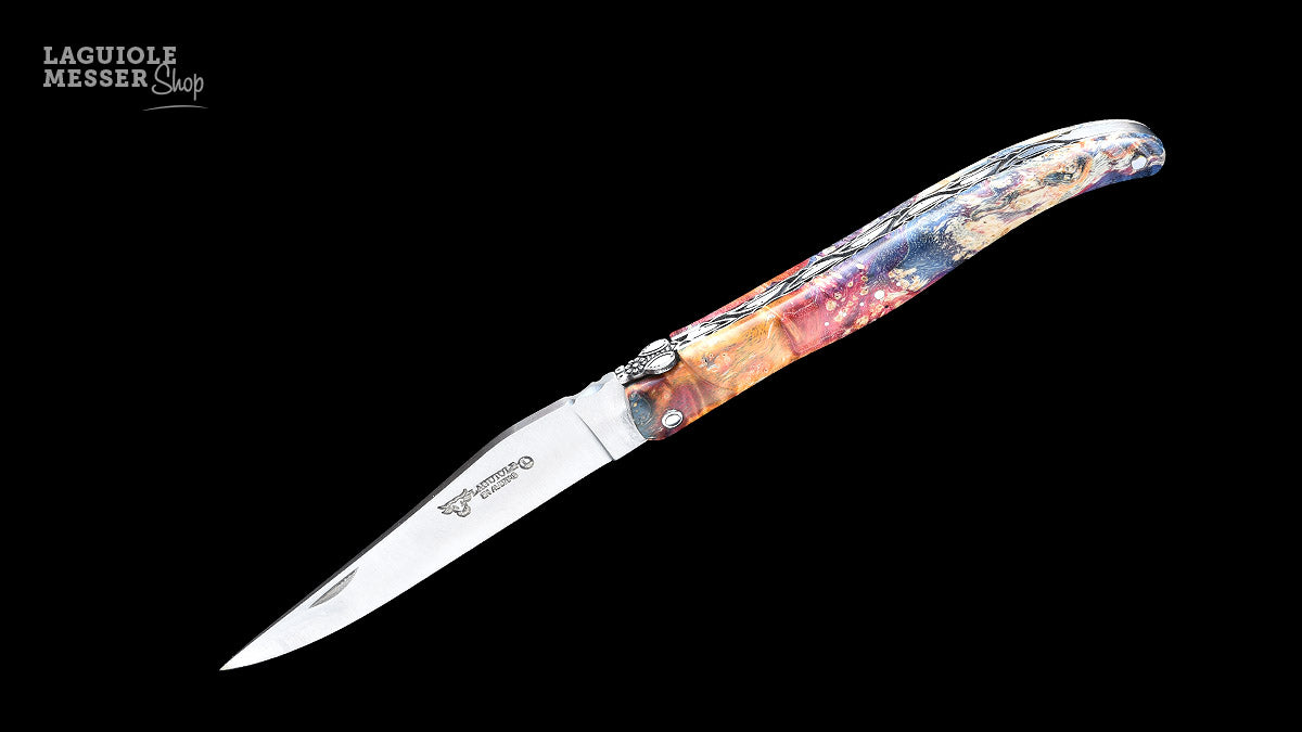Laguiole en Aubrac Meistermesser Loupe de Sureau, geöffnet
