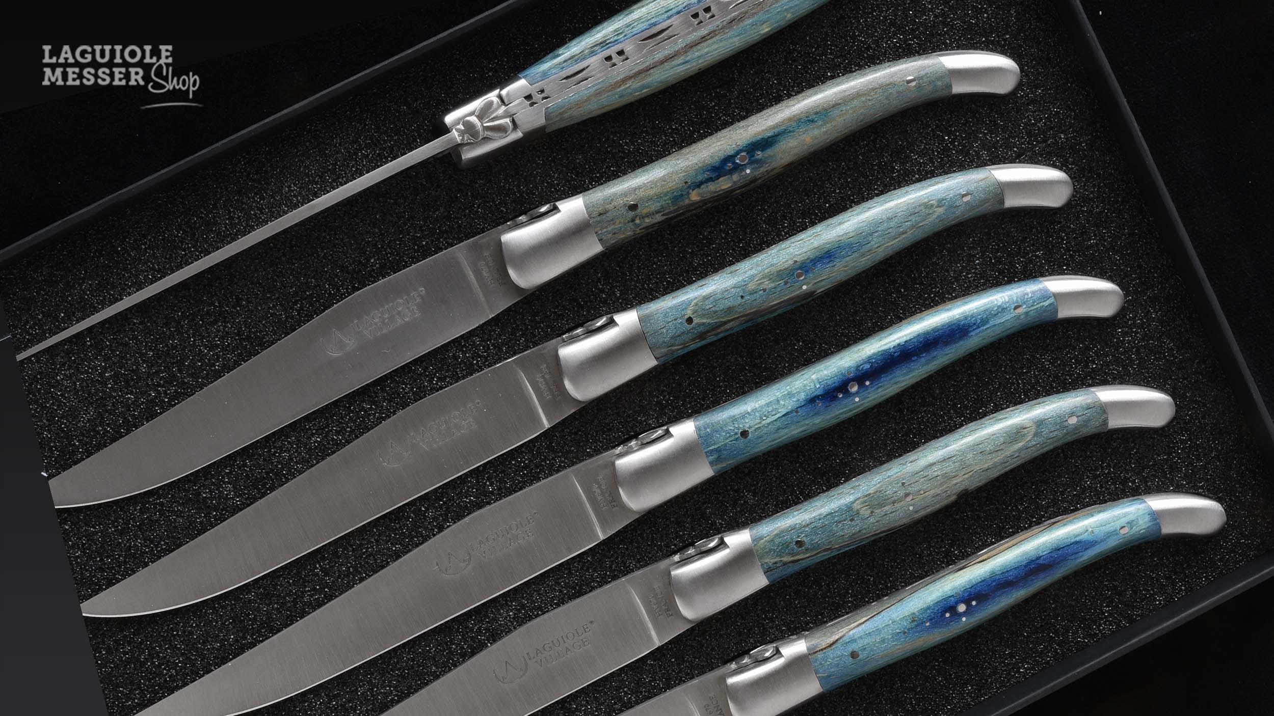 Sechsteiliges Laguiole Village Steakmesserset in praktischer Aufbewahrungsbox