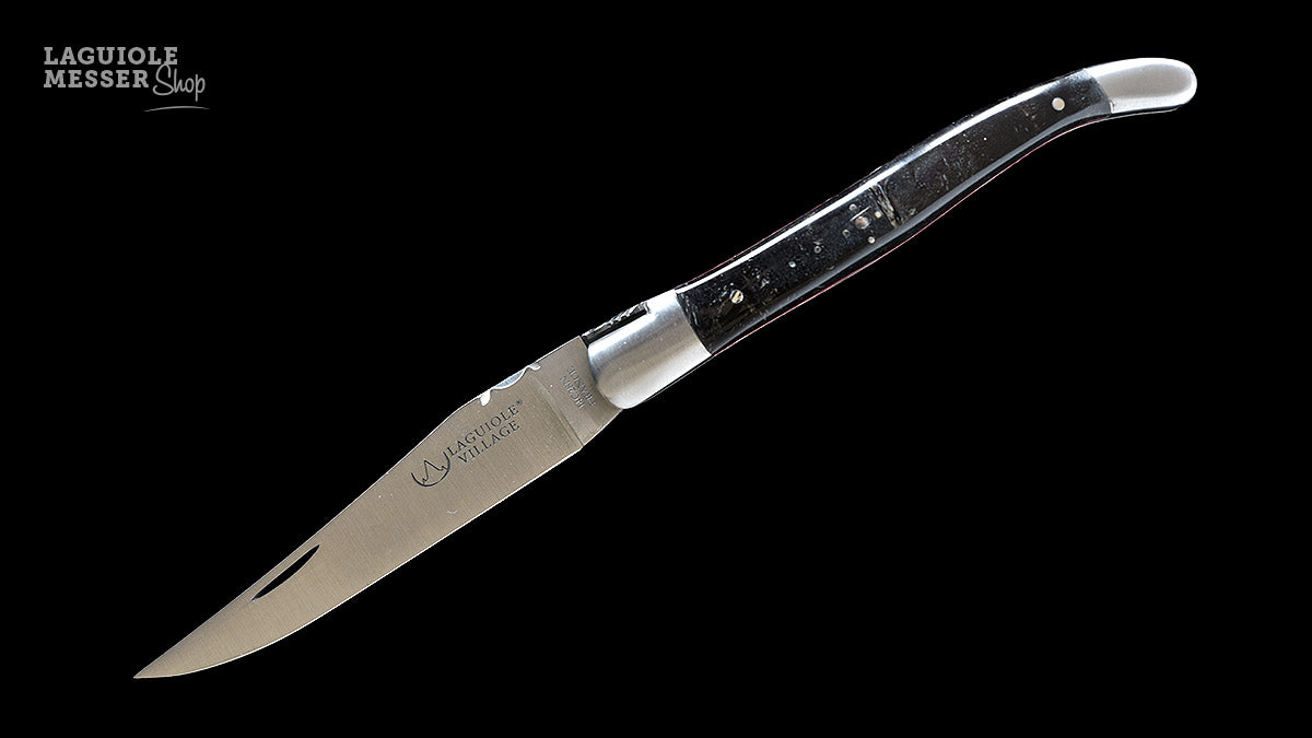 Geöffnete Klinge aus 14C28N Edelstahl beim Laguiole Village Taschenmesser, mattes Finish